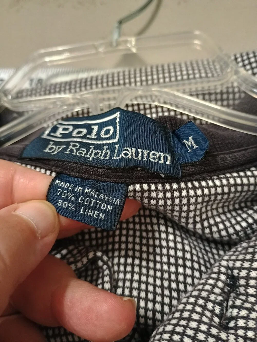 Polo Ralph Lauren Grid Polo Shirt Medium Black & White